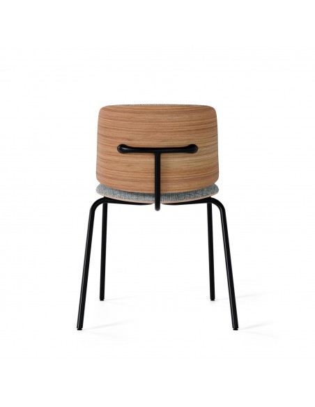 Cadeira design ROMINA Tecido cinza, encosto de madeira