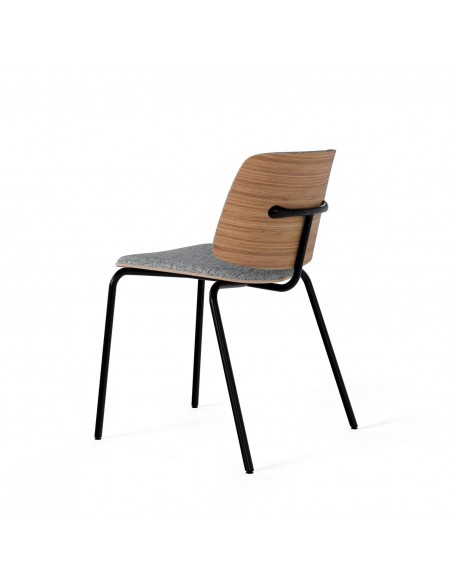 Cadeira design ROMINA Tecido cinza, encosto de madeira