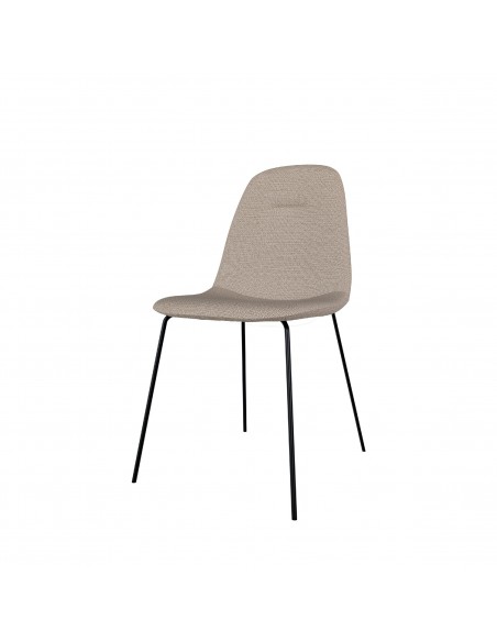 Cadeira minimalista AIMIN em tecido Tango e pernas em metal preto.