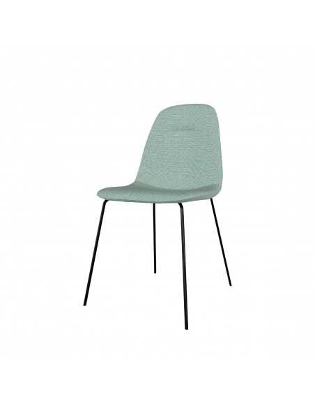 Cadeira minimalista AIMIN em tecido Tango e pernas em metal preto.