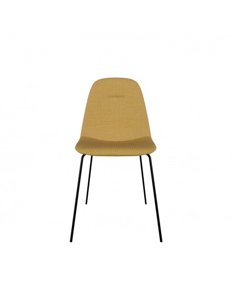 Cadeira minimalista AIMIN em tecido Tango e pernas em metal preto.