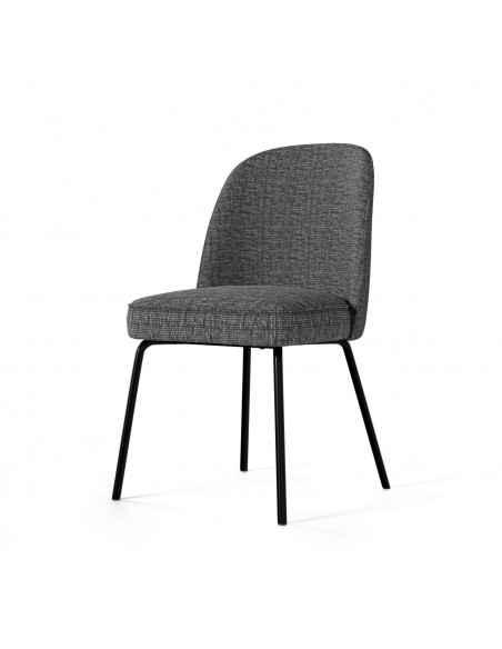 Cadeira de design ANOHA em tecido Bora e pernas em metal preto.