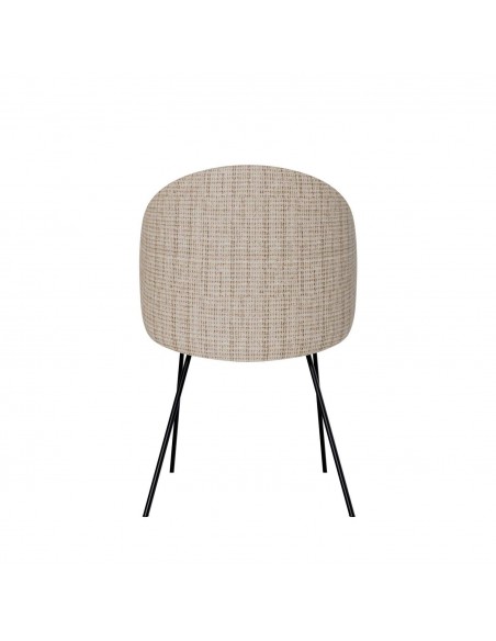 Cadeira design com braços MINNA em tecido Bora e aço preto.