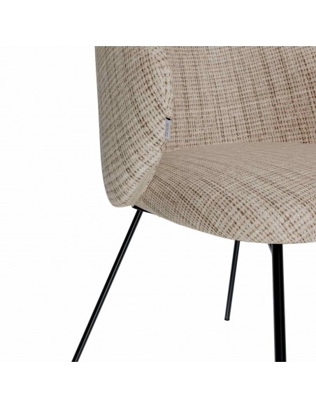 Silla de diseño con brazos MINNA tejido Bora y acero negro.