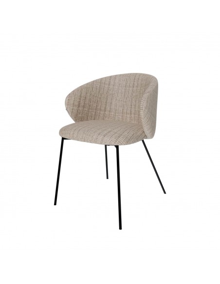Silla de diseño con brazos MINNA tejido Bora y acero negro.