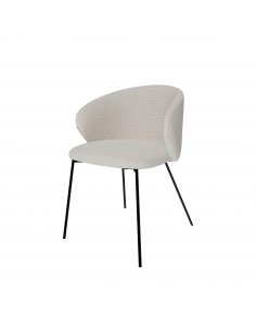 Silla de diseño con brazos MINNA tejido Bora y acero negro. 2