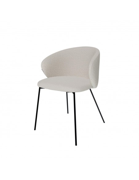 Silla de diseño con brazos MINNA tejido Bora y acero negro.