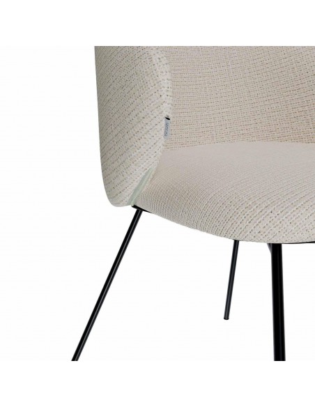 Cadeira design com braços MINNA em tecido Bora e aço preto.