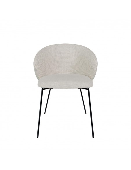 Silla de diseño con brazos MINNA tejido Bora y acero negro.
