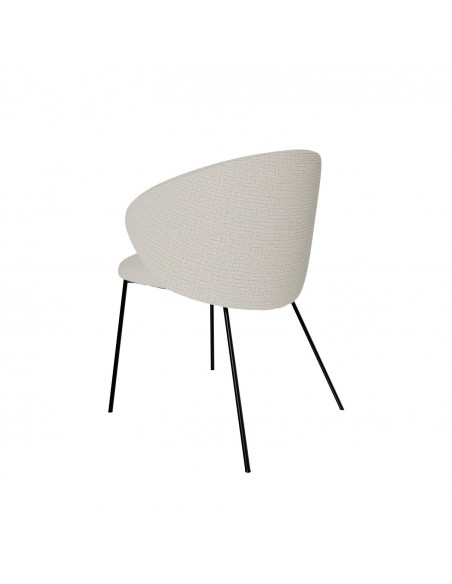 Silla de diseño con brazos MINNA tejido Bora y acero negro.