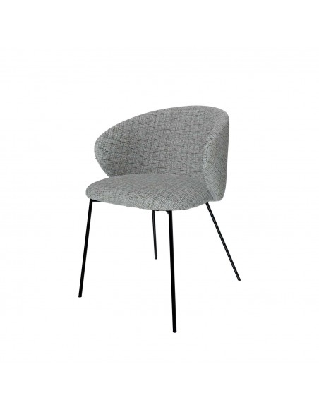 Cadeira design com braços MINNA em tecido Bora e aço preto.