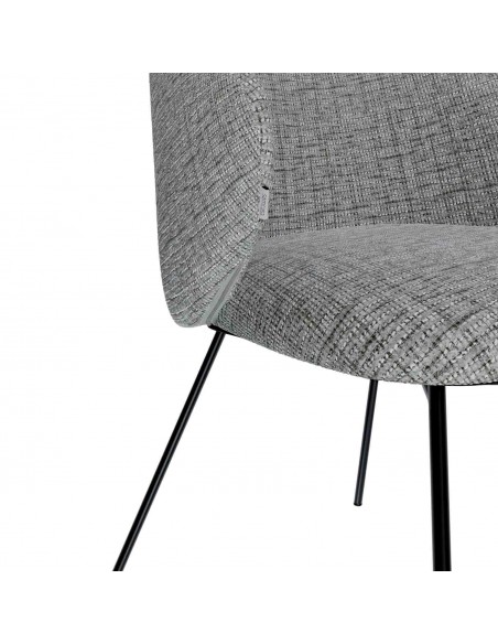 Silla de diseño con brazos MINNA tejido Bora y acero negro.