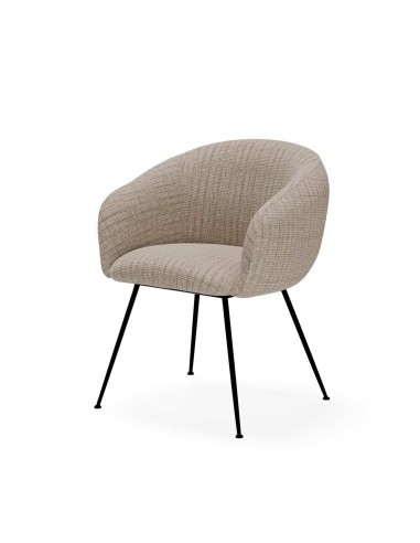 Cadeira de design com braços LUCIA Tecido Bora e aço preto.