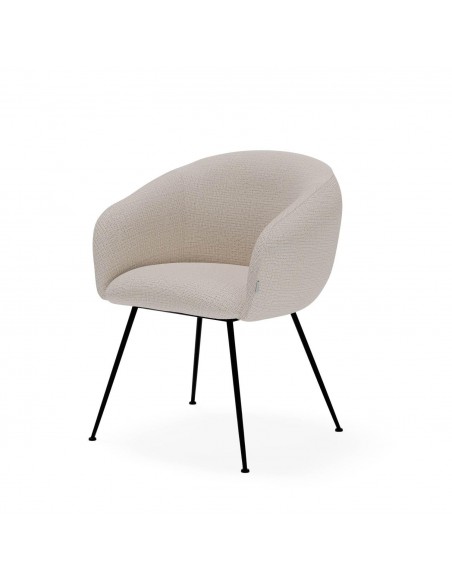 Cadeira de design com braços LUCIA Tecido Bora e aço preto.
