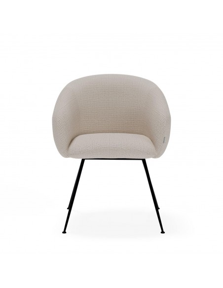 Cadeira de design com braços LUCIA Tecido Bora e aço preto.