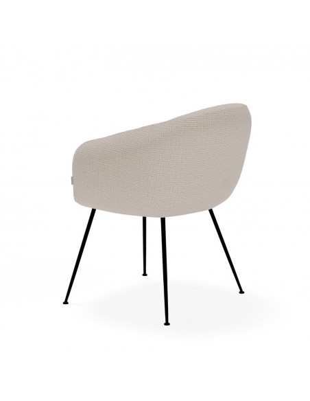 Cadeira de design com braços LUCIA Tecido Bora e aço preto.