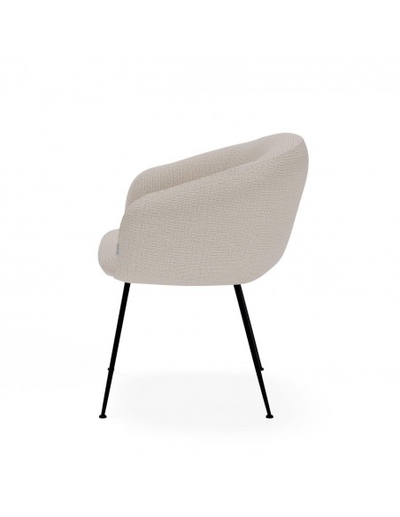 Cadeira de design com braços LUCIA Tecido Bora e aço preto.