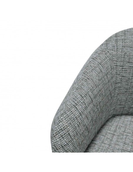 Cadeira de design com braços LUCIA Tecido Bora cinza e aço preto.