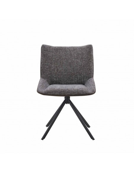 Cadeira de design AIMIN combinada em tecido cinza e Suede com aço preto.