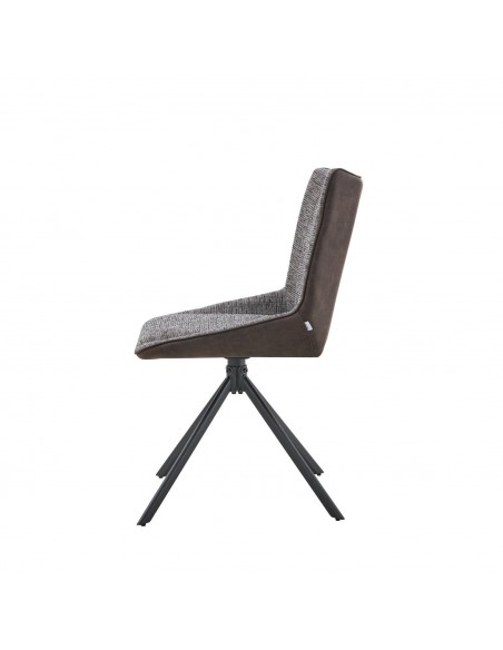 Silla de diseño AIMIN combinada en tejido gris y Suede con acero negro.