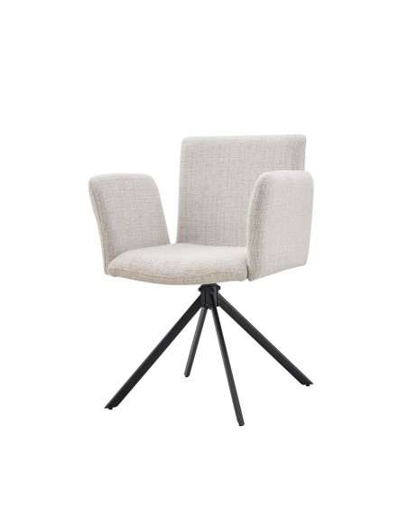 Cadeira de design DEBRA Tecido Bora e pernas de aço com acabamento preto.