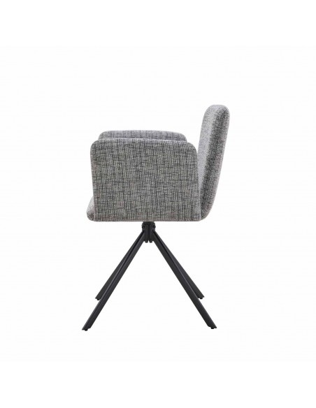 Cadeira de design DEBRA Tecido Bora e pernas de aço com acabamento preto.