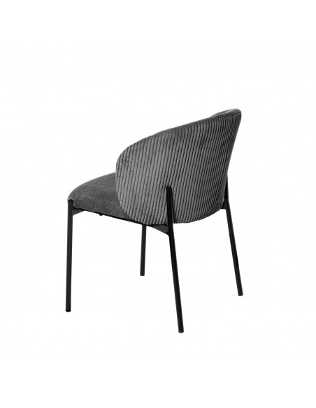Silla de comedor FAINA tejido gris oscuro, patas metal negro.