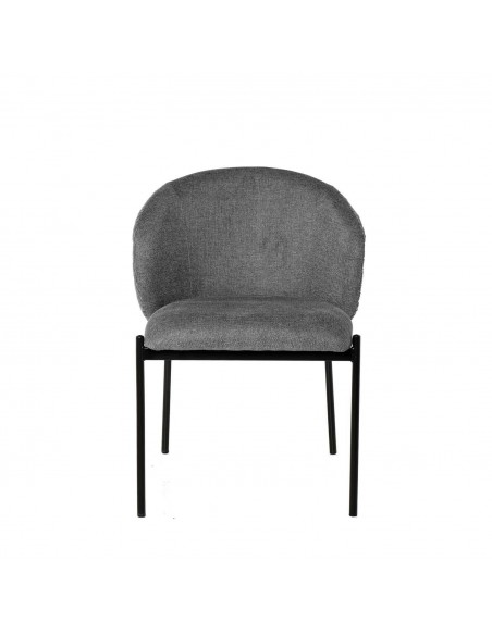 Silla de comedor FAINA tejido gris oscuro, patas metal negro.