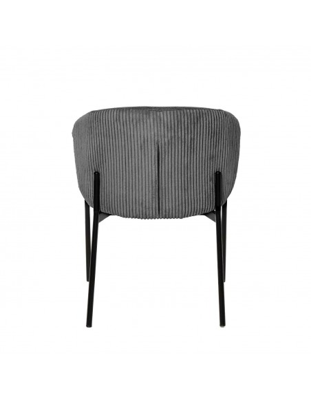 Silla de comedor FAINA tejido gris oscuro, patas metal negro.