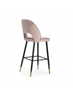 Banqueta RAY Velvet Altura 65. Base em metal preto e... 2