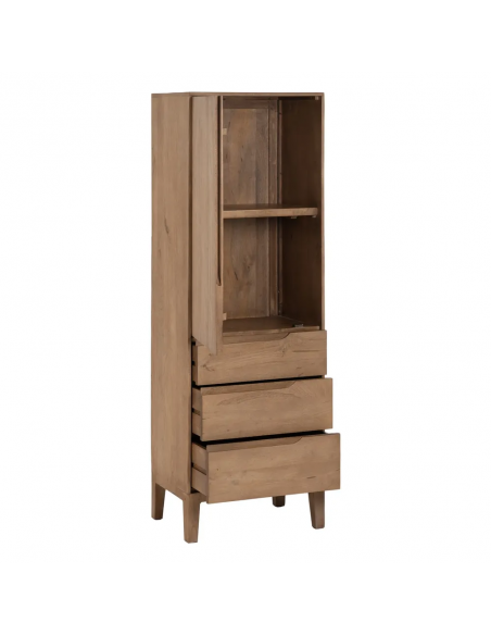 Armario de lineas rectas SAM 60 x 180 de madera de mango, 1 puerta y 3 cajones