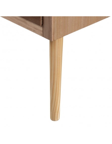 Mesa de centro boêmia chique Sasha 110 x 50, madeira paulownia, pinho e rattan