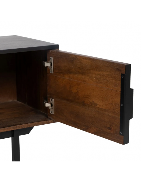 Mueble de TV Kesia 140 x 40, en madera de mango y acero negro