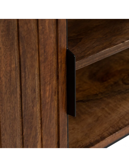 Mueble de TV Kesia 140 x 40, en madera de mango y acero negro