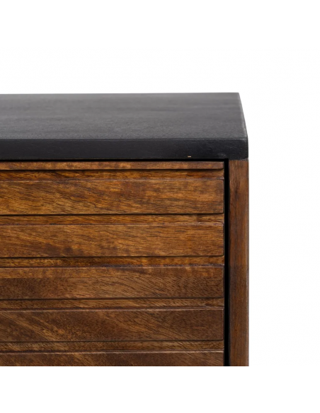 Mueble de TV Kesia 140 x 40, en madera de mango y acero negro