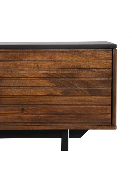 Mueble de TV Kesia 140 x 40, en madera de mango y acero negro