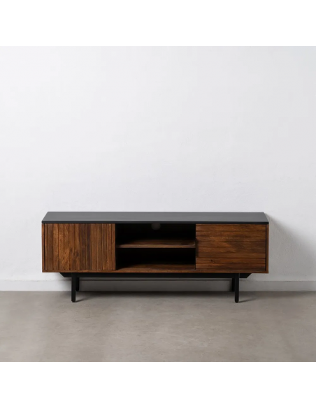 Móvel TV Kesia 140 x 40, em madeira de mangueira e aço preto