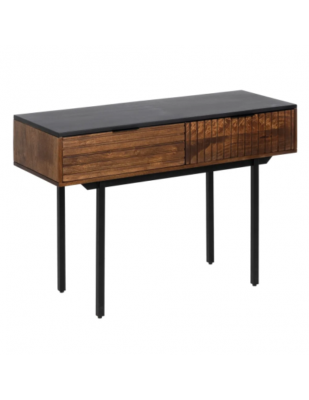 Consola Kesia 110 x 40 cm em madeira de mangueira e aço preto