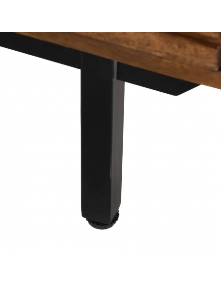 Mesa de cabeceira Kesia 40 x 50 em madeira de mangueira e aço preto