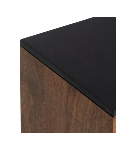 Mesita de noche Kesia 40 x 50 de madera de mango y acero negro