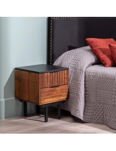 Mesita de noche Kesia 40 x 50 de madera de mango y acero... 2