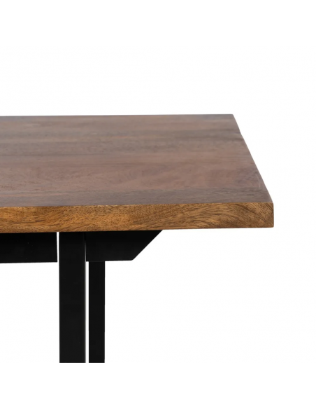 Mesa de centro Kesia 110 x 60 cm, em madeira de mangueira e aço preto