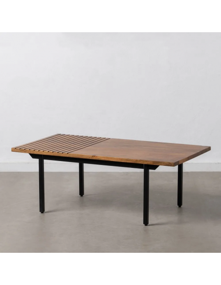 Mesa de centro Kesia 110 x 60 cm, em madeira de mangueira e aço preto