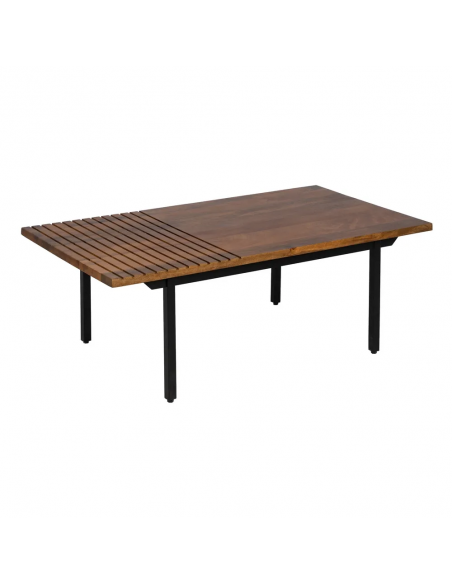 Mesa de centro Kesia 110 x 60 en madera de mango y acero negro