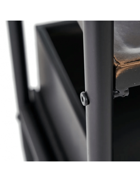 Cabide estilo industrial Brick 111 x 185, aço preto e marrom