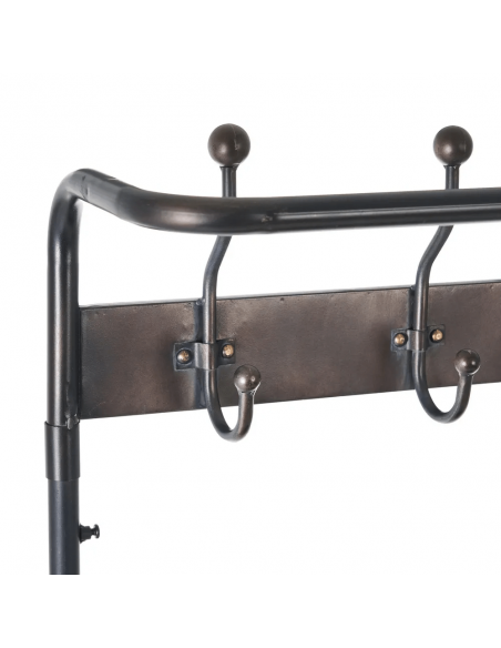 Cabide estilo industrial Brick 111 x 185, aço preto e marrom
