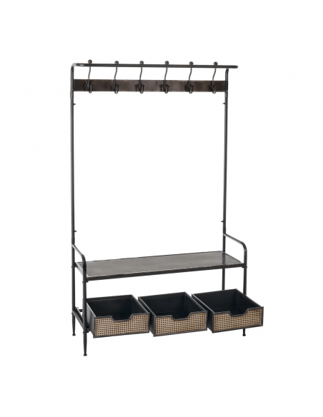 Cabide estilo industrial Brick 111 x 185, aço preto e marrom