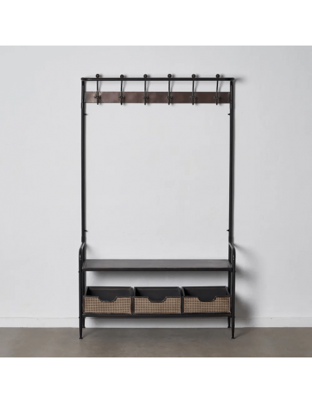 Cabide estilo industrial Brick 111 x 185, aço preto e marrom
