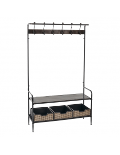 Perchero estilo industrial Brick 111 x 185, acero negro y...