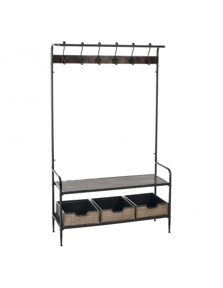 Cabide estilo industrial Brick 111 x 185, aço preto e marrom